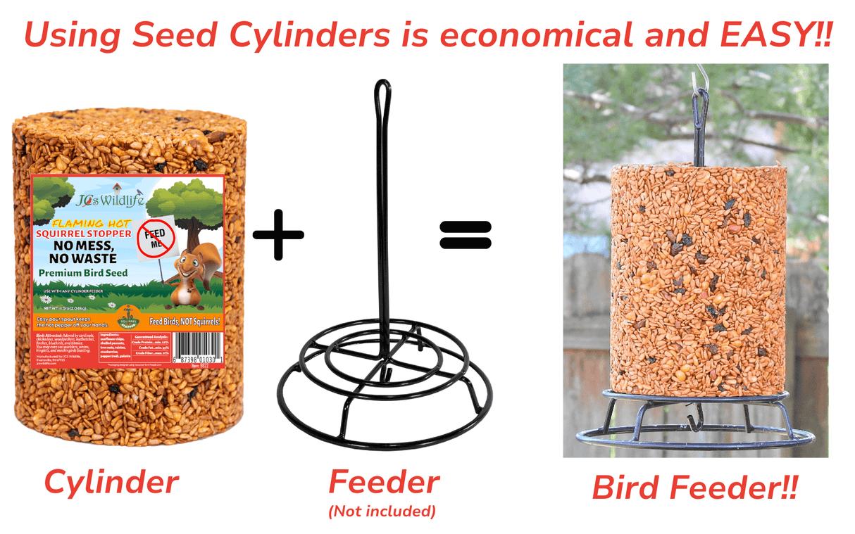 JCS Wildlife Squirrel Stopper No Mess product with feeder showing economic bird feeding solution.