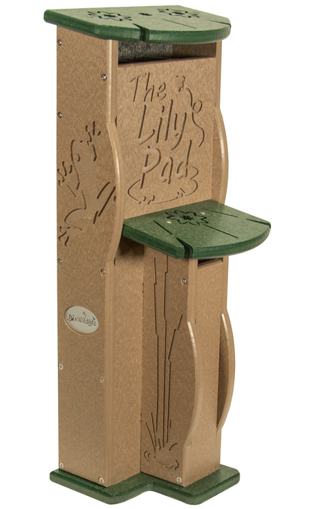 JCS Wildlife Lily Pad Poly Lumber Tree Frog Condo featuring four chambers and lily pad roofs, ideal for frogs to relax.