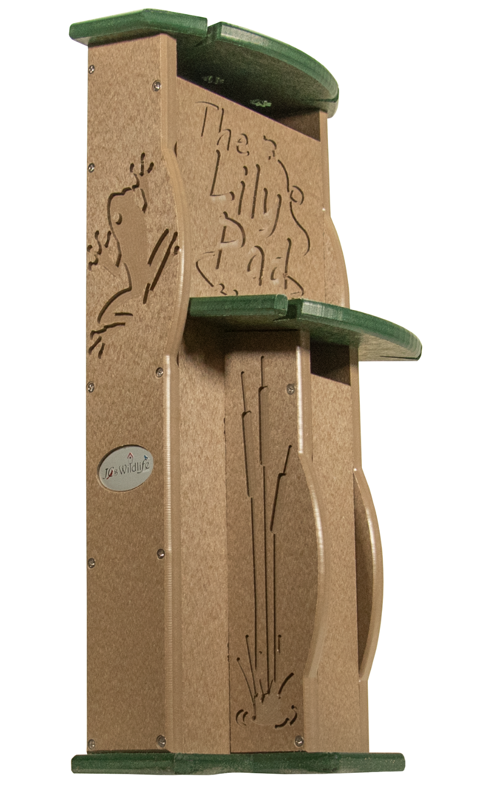 JCS Wildlife Lily Pad Poly Lumber Tree Frog Condo with frog cutouts and lily pad roofs for frogs to relax.