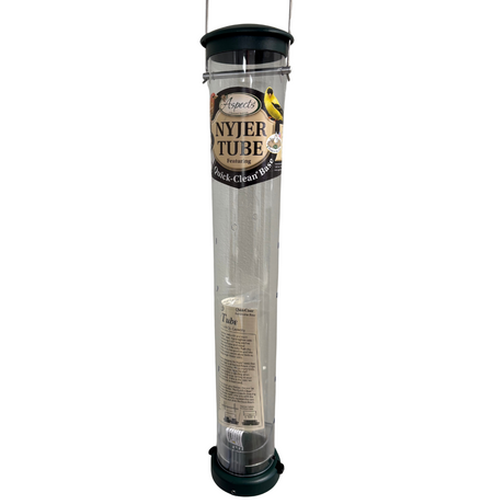 Aspects 428 Quick-Clean Nyjer Tube Feeder, Spruce, Large with clear UV stabilized polycarbonate tube and die-cast metal caps.