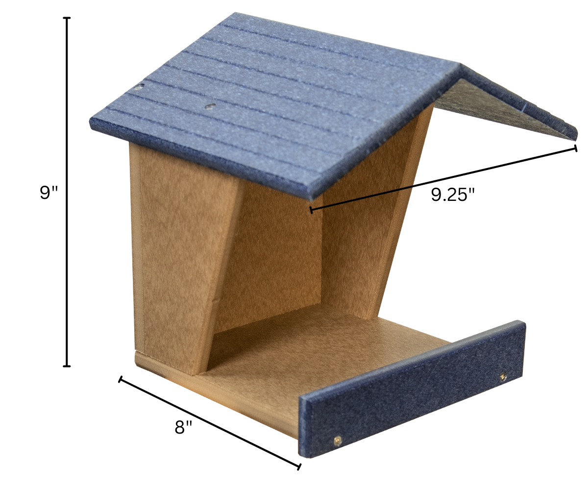 JCs Wildlife Modern Style All Poly Lumber Robin Roost measuring 9.5" W x 8" D x 9.25" H, made of recycled materials.