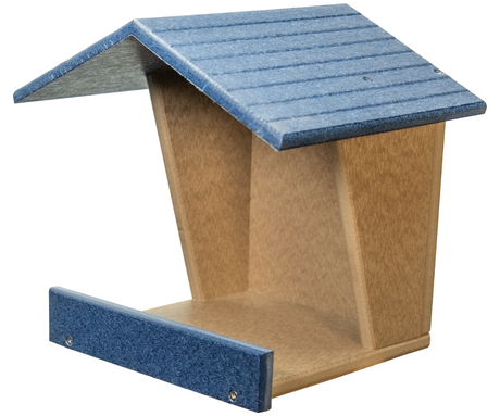 JCs Wildlife Modern Style All Poly Lumber Robin Roost featuring a blue roof and easy-to-clean design.
