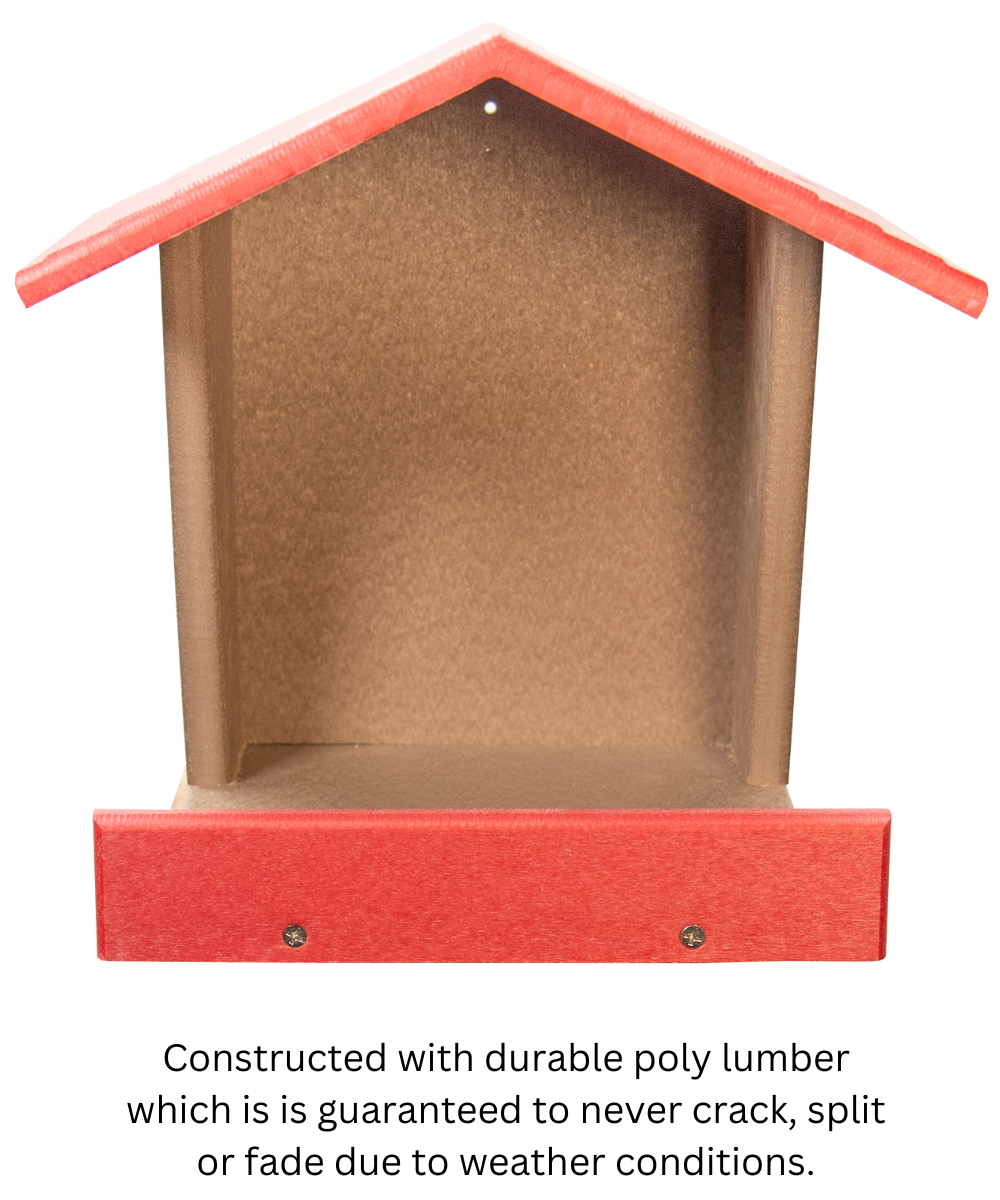 JCs Wildlife Modern Style All Poly Lumber Robin Roost with durable red poly lumber construction for longevity.