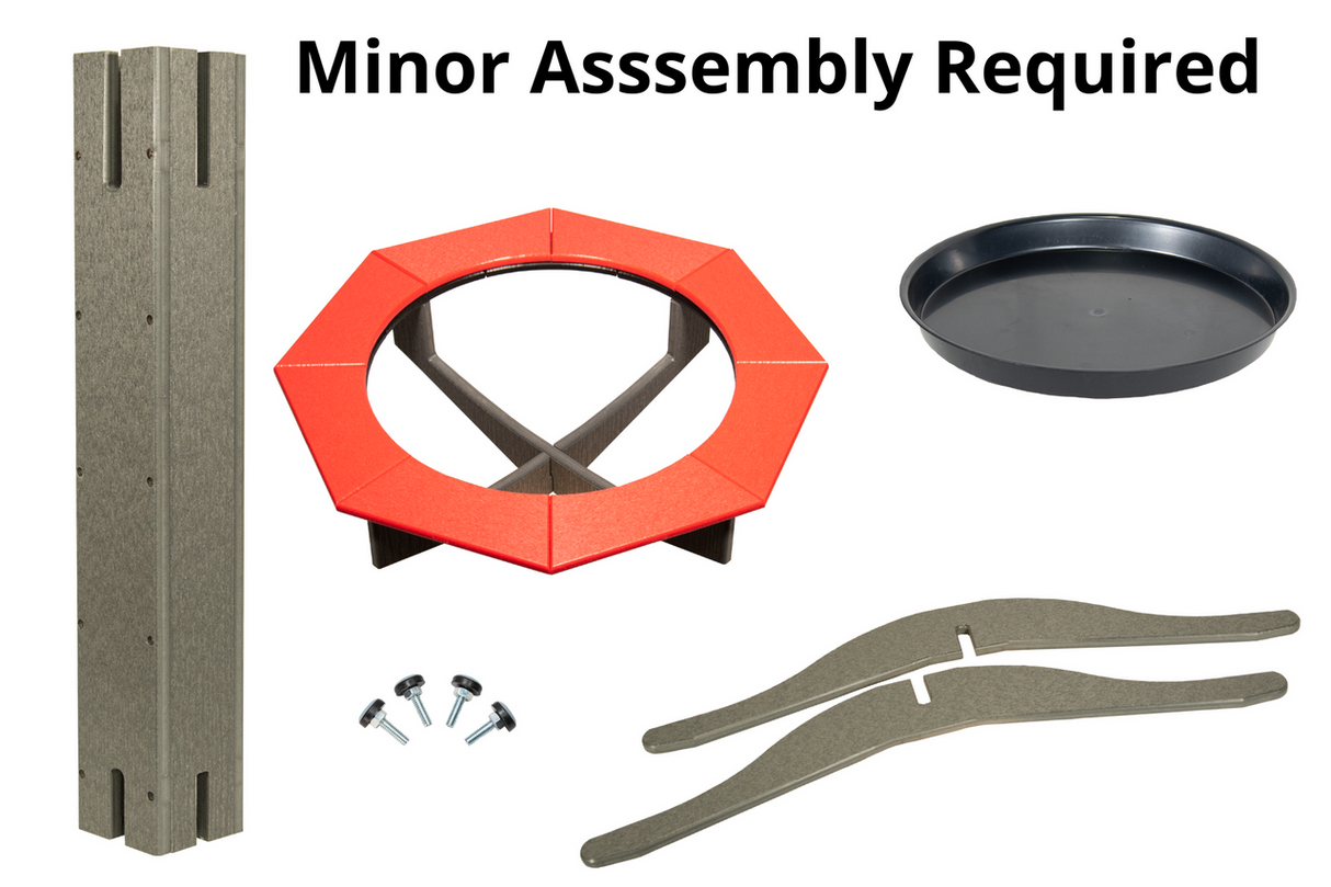 Components of JCS Wildlife Gray Pedestal Garden Bird Bath for easy assembly and setup.