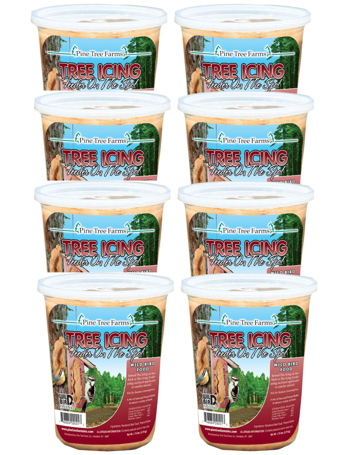 Pine Tree Farms Tree Icing Suet Spread 28oz containers stacked, perfect for attracting birds to your garden.