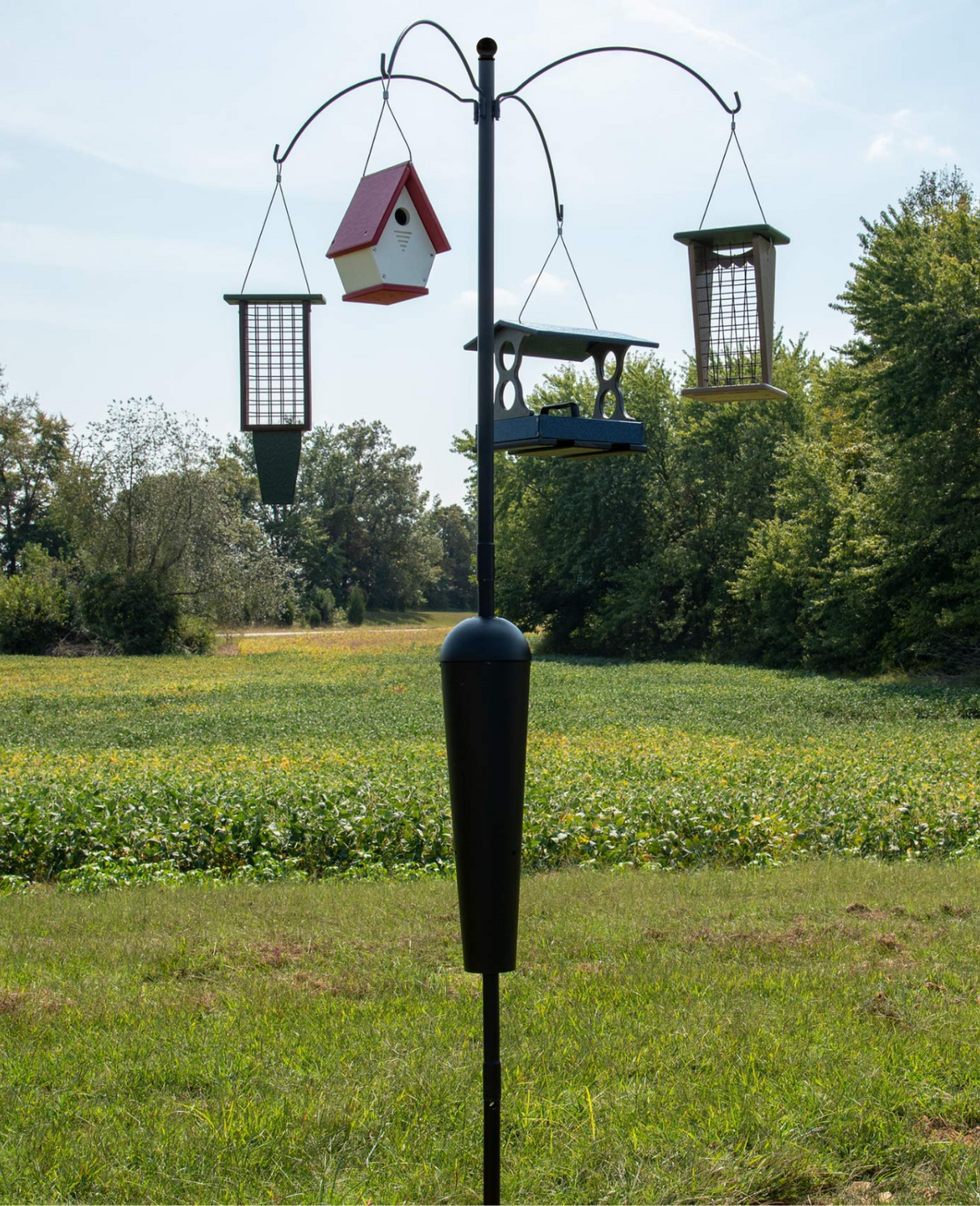 Squirrel Stopper Sequoia Squirrel Proof Bird Feeder Pole System with 4 Hanging Stations