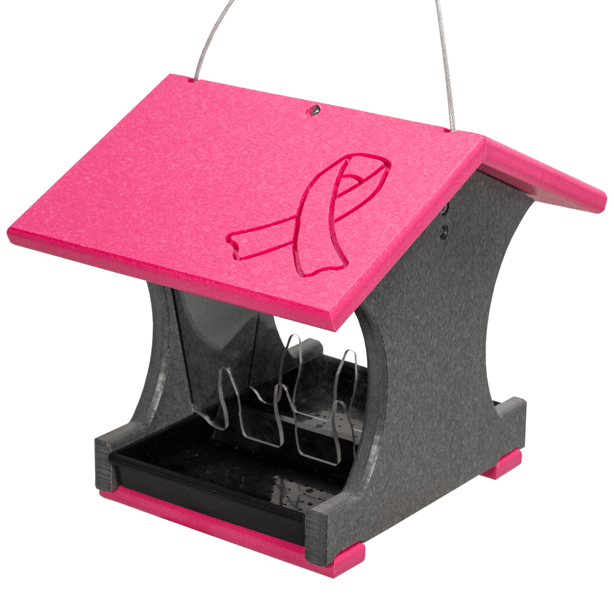 Annie's Breast Cancer Collection bird feeder featuring a pink ribbon design, symbolizing hope and support for breast cancer awareness.