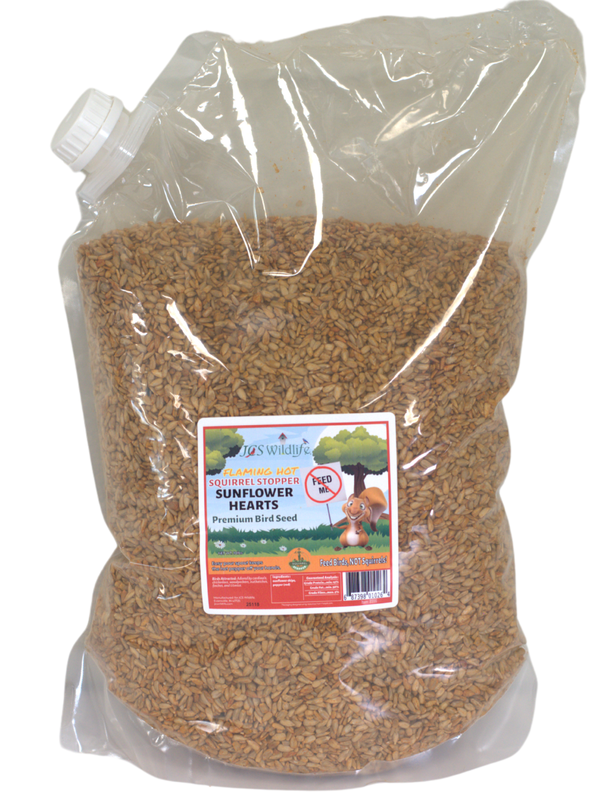 JCS Wildlife Squirrel Stopper Sunflower Hearts 10lbs Loose Seed Bag