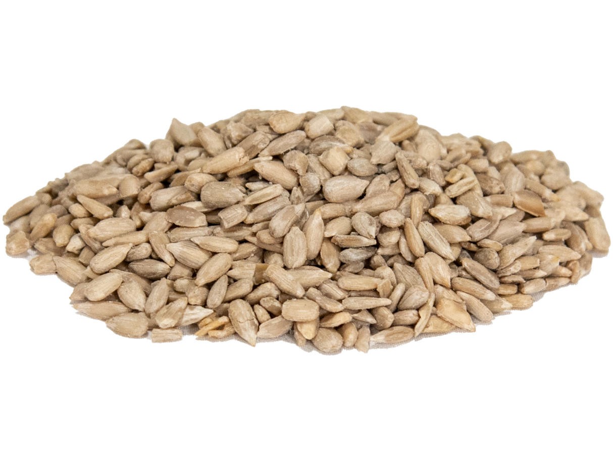 JCS Wildlife 5 Pound Sunflower Chips, a pile of sunflower seeds ideal for feeding birds.