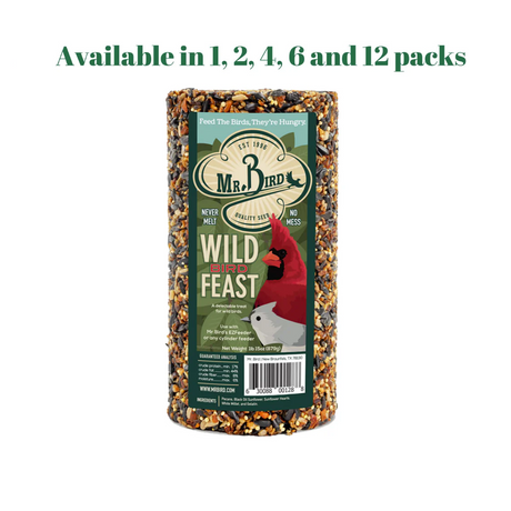 Mr. Bird Wild Bird Feast Birdseed Cylinder - 28 oz., available in 1, 2, 4, 6, and 12 packs, featuring premium seed mix.