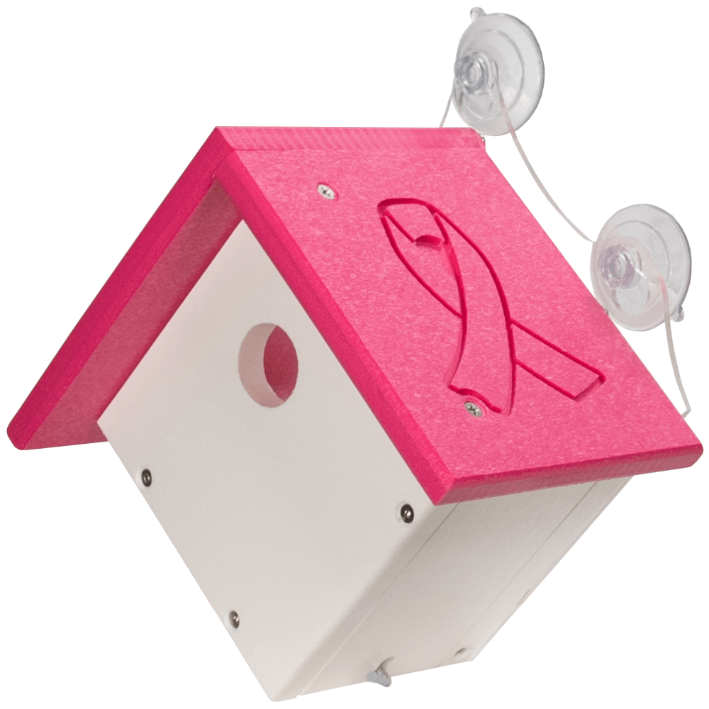 Annie's Breast Cancer Collection pink birdhouse with ribbon design, honoring breast cancer awareness and remembrance.