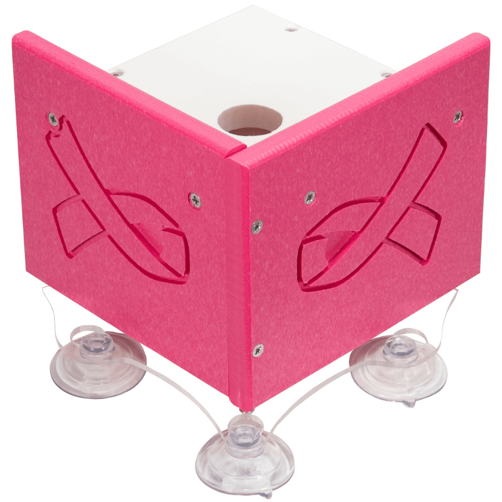 Annie's Breast Cancer Collection decorative holder in pink with ribbon design, honoring breast cancer awareness.