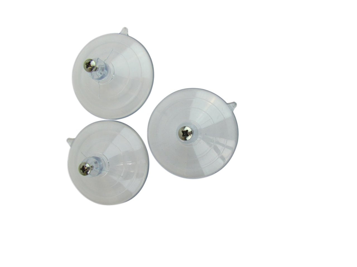 3 large replacement suction cups for JCs Wildlife window bird feeders, including screws, 1 inch tall and 2.375 inches in diameter, made in the USA.