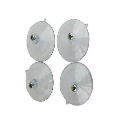 Four large suction cup replacements with screws for JCs Wildlife Window Bird Feeders, measuring 1" tall and 2.375" in diameter.