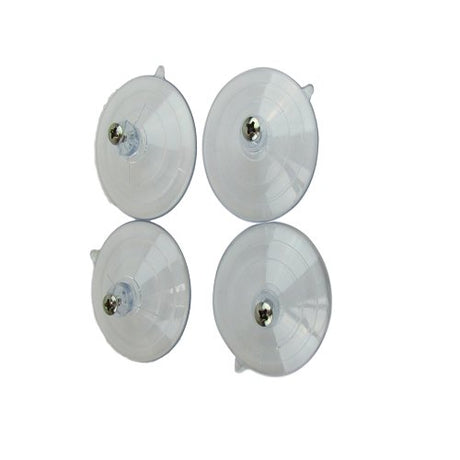 Four large suction cup replacements with screws for JCs Wildlife Window Bird Feeders, measuring 1" tall and 2.375" in diameter.