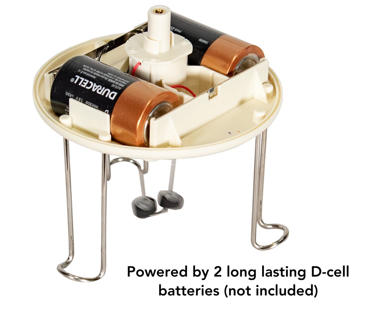 Allied Precision Water Wiggler 4WW showing battery compartment with D-cell batteries for preventing mosquitoes in bird baths