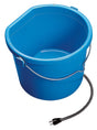 Blue API Heated Flat Back Bucket 10 qt with built-in thermostatic control and over-temperature protection for keeping water ice-free.