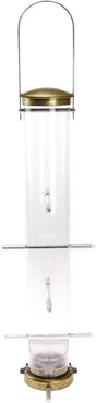 Aspects 403 Antique Brass Nyjer Tube - Large feeder with clear polycarbonate tube and brass accents.