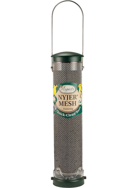 Aspects 439 Nyjer Mesh Birdfeeder with Quick-Clean Base, Spruce, Stainless Steel - JCS Wildlife