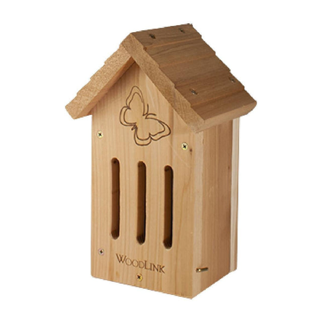 WoodLink Butterfly House DIY Craft Kit, kid-friendly wooden shelter for butterflies, promotes pollinator conservation.