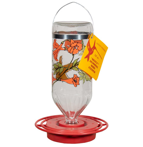 Best-1 Rufous Art Hummingbird Feeder, Glass Bottle, 32 oz (Base and Bottle) - JCS Wildlife