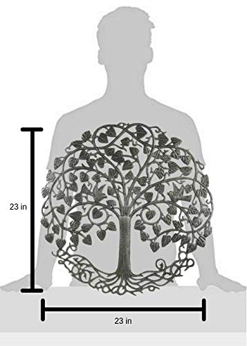 Beyond Borders Circle Tree of Life Haitian Wall Art, handcrafted steel art piece, 23 inches in diameter.