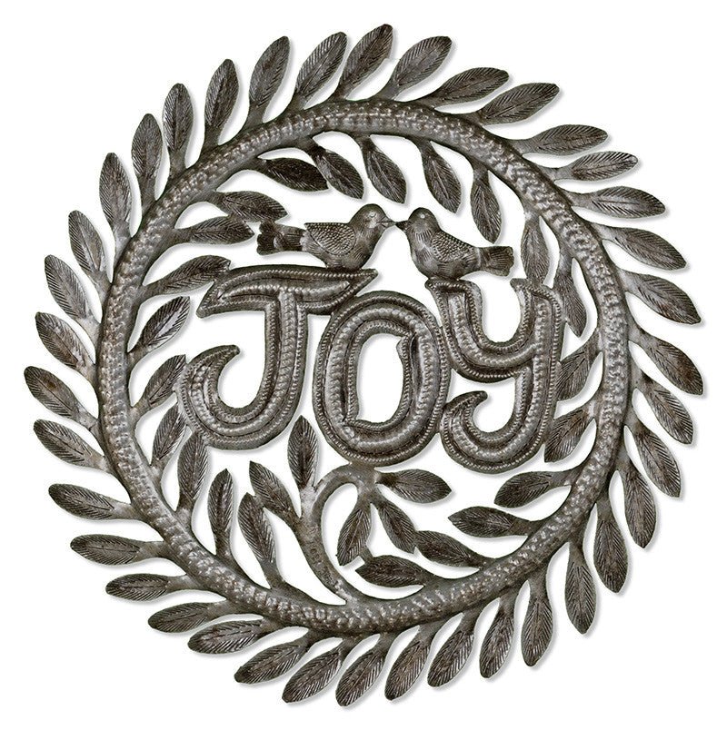 Beyond Borders Simple Joy Haitian Wall Art featuring handcrafted steel with birds and foliage design.