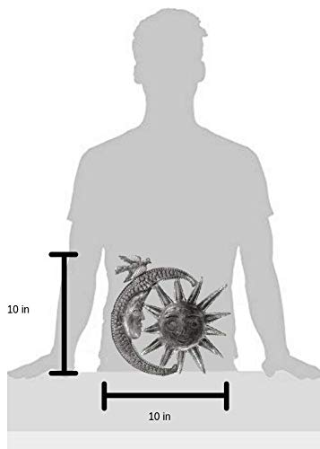 Beyond Borders Sun in Moon Haitian Wall Art displayed next to a human silhouette for size reference.