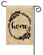 BreezeArt Rustic Home Garden Flag with floral wreath design printed on durable SolarSilk polyester.