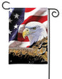 Patriotic garden flag featuring an eagle in the foreground and the American flag in the background, BreezeArt Spirit of Freedom 31502.