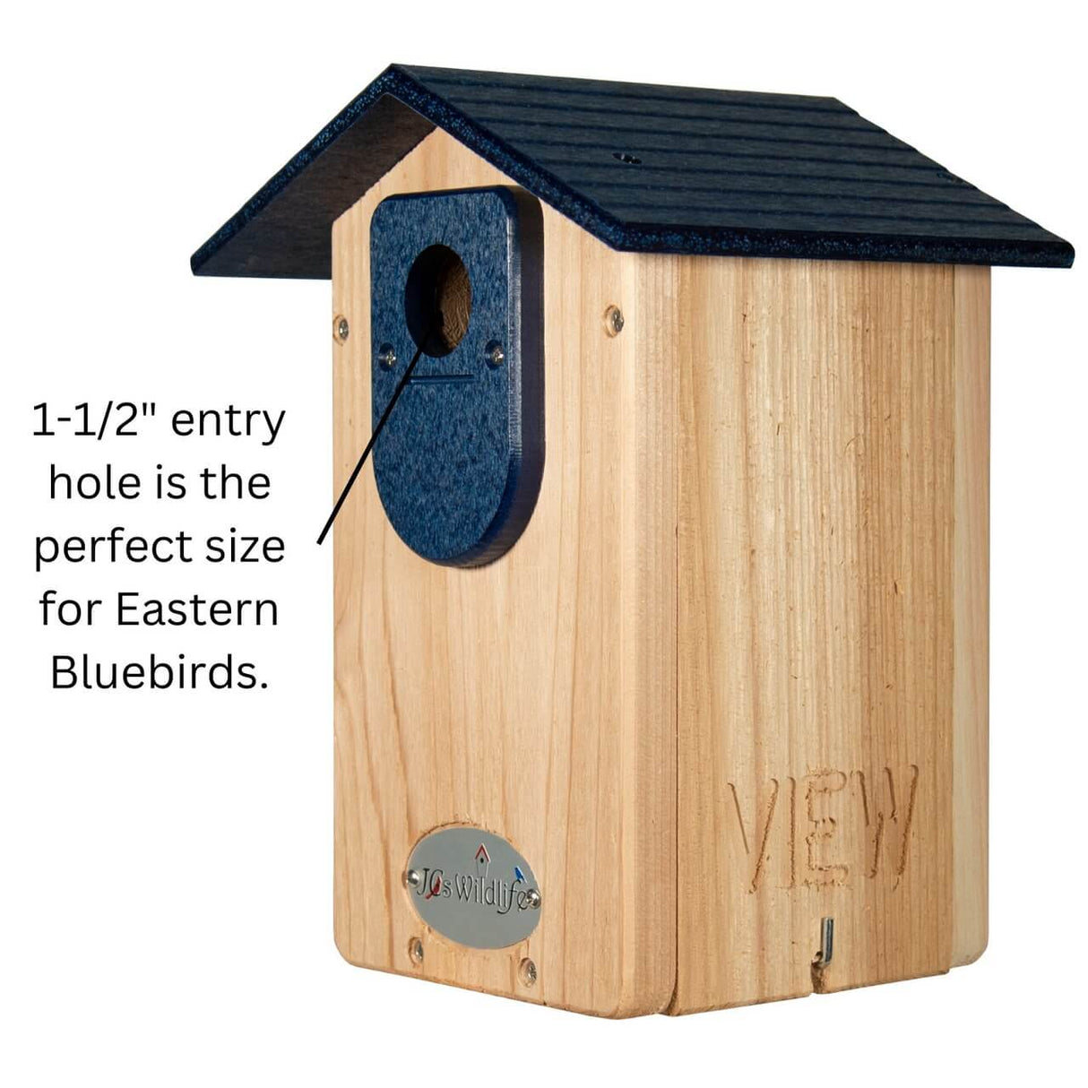 Cedar Ultimate Bluebird House with viewing door, designed for Eastern Bluebirds and includes a predator guard.