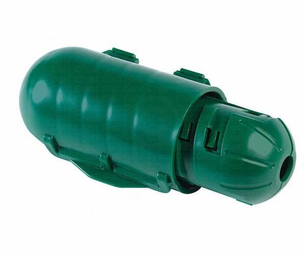 Green Click Shield Weather-Resistant Cord Lock for power cord protection with ratchet mechanism and water-resistant gasket.