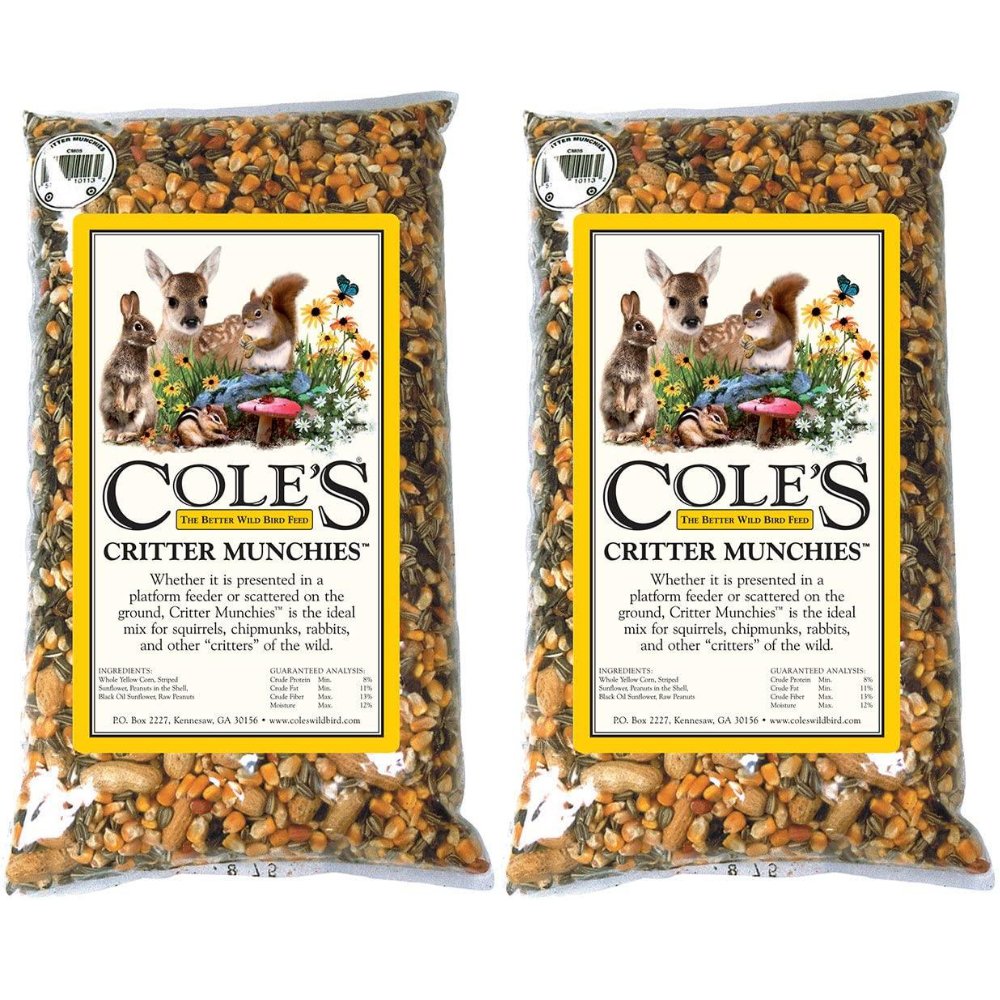Cole's Critter Munchies Wildlife Feed, 20 lbs, ideal for feeding squirrels and other critters from a platform feeder.