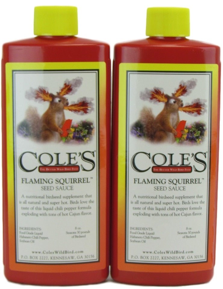 Cole's Flaming Squirrel Seed Sauce 8 oz Liquid Squirrel Deterrent FS08 (1, 2, 3 and 4 Packs) - JCS Wildlife