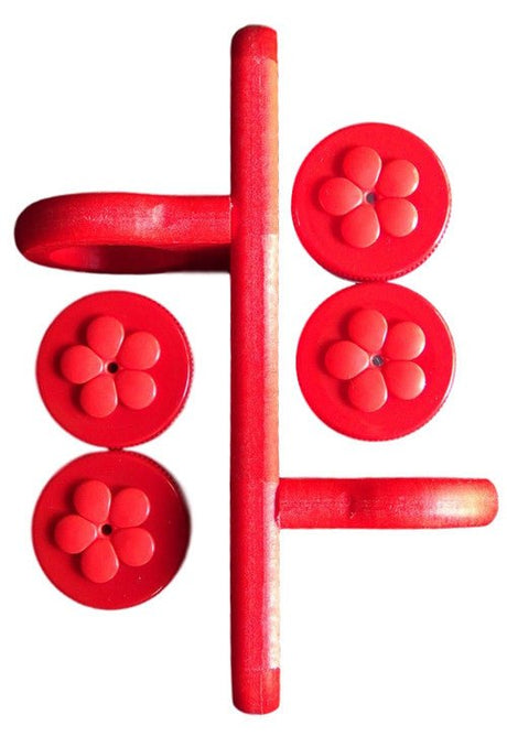 Double Hanging Nectar DOTS with Poly Lumber Holder and 4 Large Jars for Hummingbirds in Bright Red Color