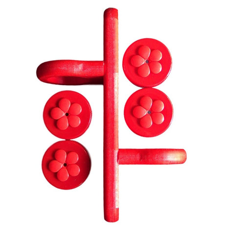 Double Hanging Nectar DOTS with Poly Lumber Holder and 4 Large Jars for Hummingbirds in Bright Red Color