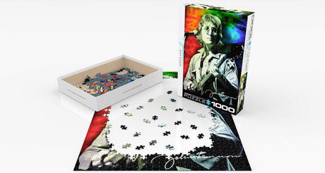 EuroGraphics 1000-piece John Lennon Live in New York jigsaw puzzle box and partially completed puzzle with vibrant image