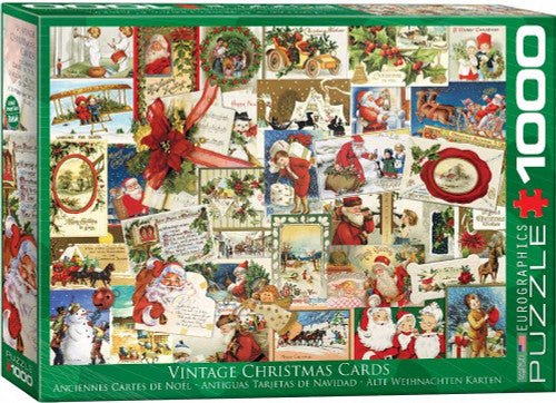 EuroGraphics Vintage Christmas Cards Jigsaw Puzzle 1000-Piece Box with Retro Holiday Designs