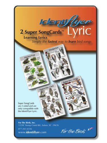Identiflyer Lyric 2 Super SongCards for Learning Bird Songs with Clear Illustrations and Phrases for 80 Birds and Frogs