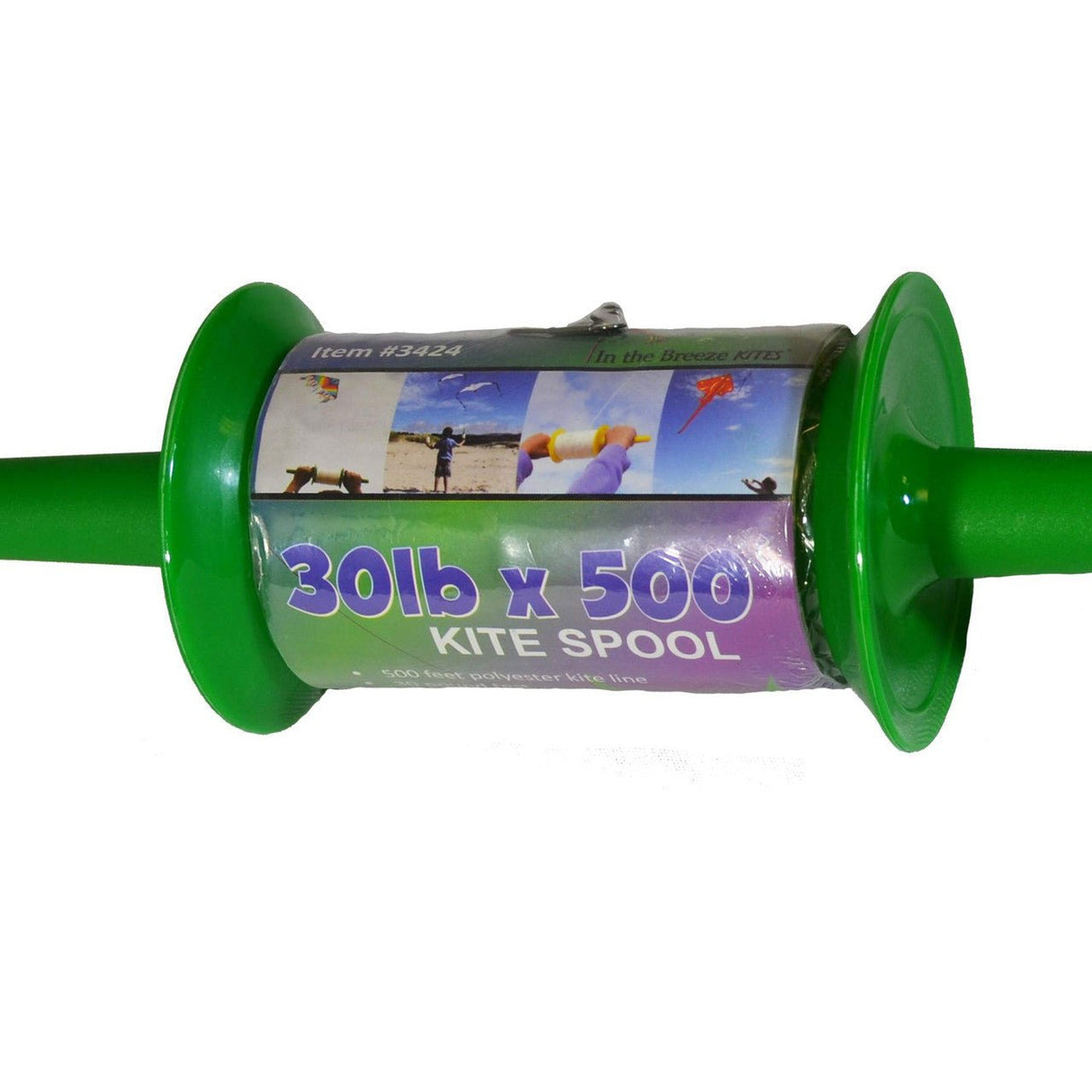 In The Breeze 30 LB x 500' Twisted Kite Line on green plastic spool for easy winding.