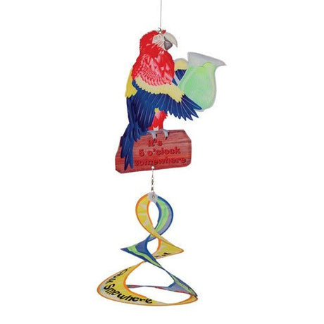 In the Breeze 5 O'Clock Parrot Theme Wind Spinner - JCS Wildlife