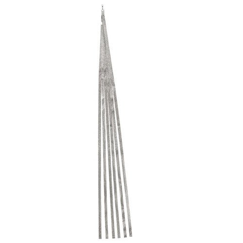 In The Breeze 60" Silver Sparkle Kite Tails with Mylar material reflecting sunlight, featuring six durable and weather-resistant tails.