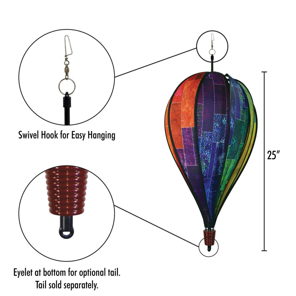 In The Breeze Batik Quilt Panel Hot Air Balloon Spinner 25" - JCS Wildlife
