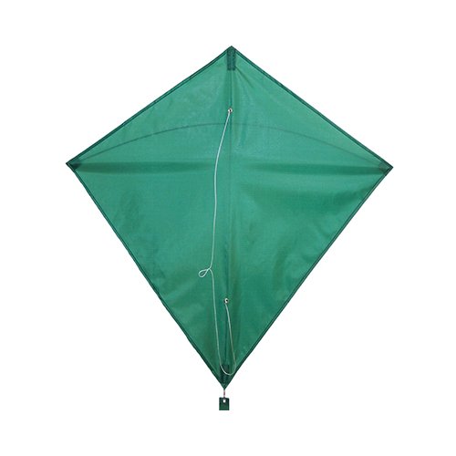 In the Breeze Green Colorfly 30" Diamond Kite with 12' tails, made from weather-resistant ripstop fabric and fiberglass rods for easy flying.