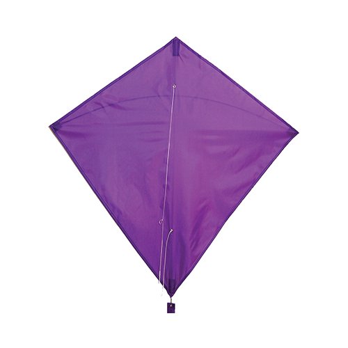 In the Breeze Purple Colorfly 30" Diamond Kite with bold color and three 12' purple tails. Weather resistant fabric and fiberglass rods.