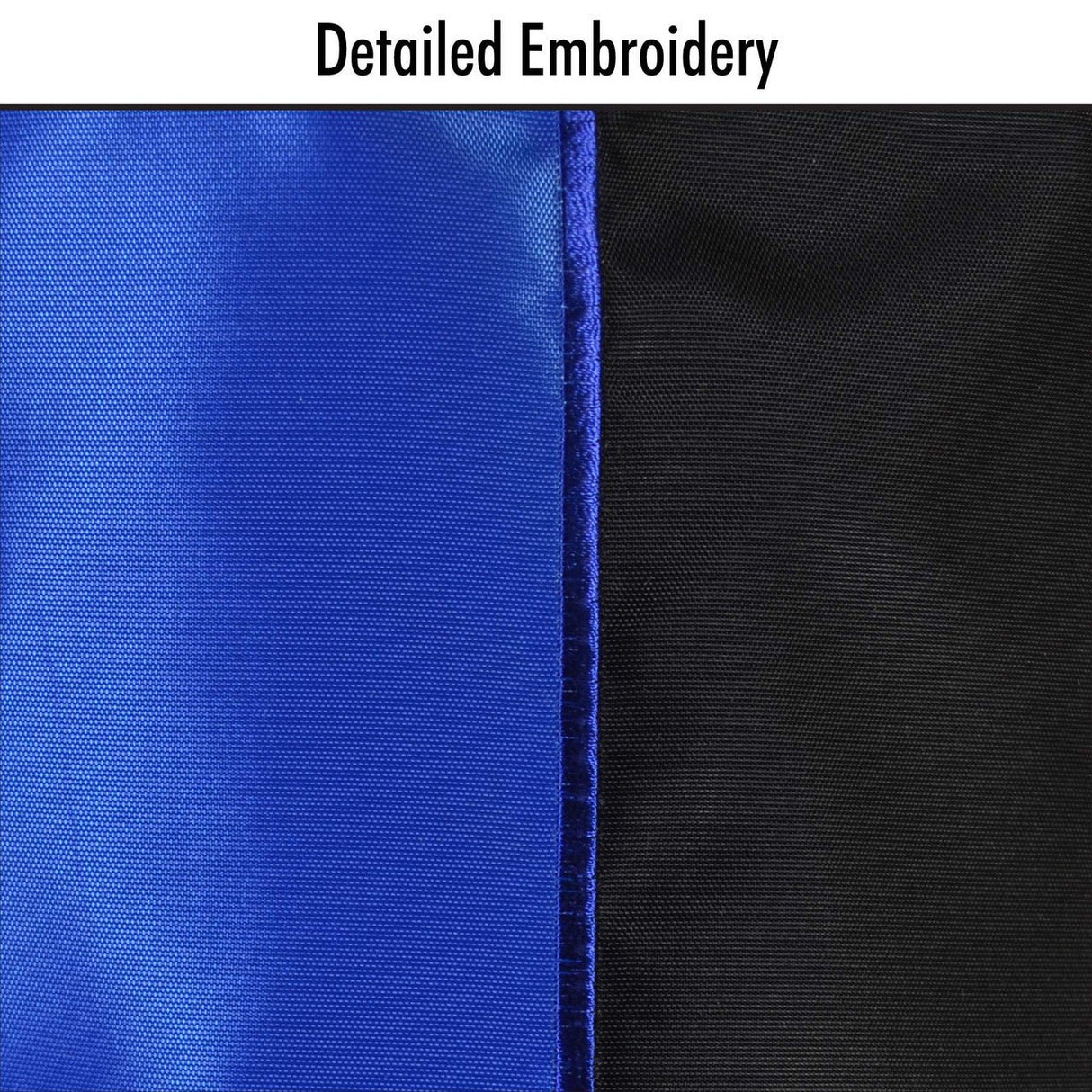 Detailed embroidery of the Thin Blue Line 40" Windsock showing the black and blue lines representing police officers, public, and criminals
