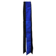 Thin Blue Line 40" windsock with black and blue stripes to show support for police and law enforcement, flowing in the breeze