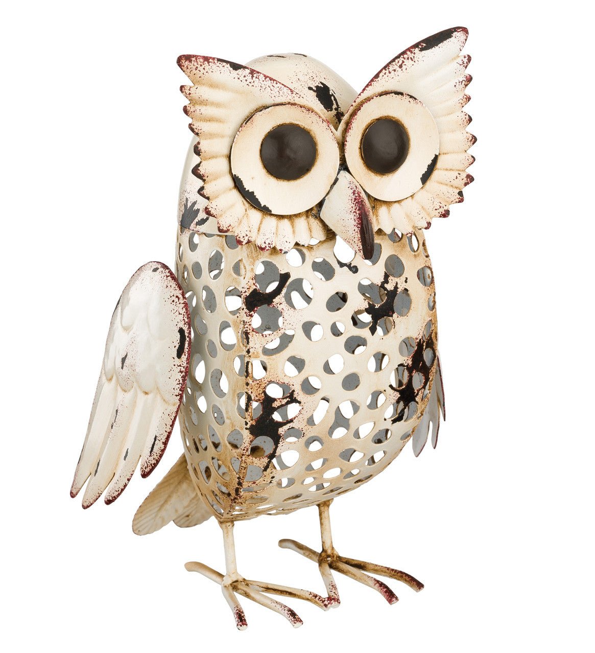 Handcrafted and painted 8-inch ivory owl decor by Regal Art & Gift, perfect for indoor, outdoor, or office decoration.