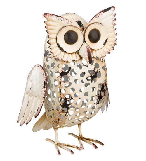 Handcrafted 8 Inch Ivory Owl Decor by Regal Art & Gift, perfect for indoor, outdoor, or office settings, featuring detailed painted design.