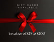 JCS Wildlife Gift Card available, featuring red ribbon, in values from $25 to $200 for birding lovers.